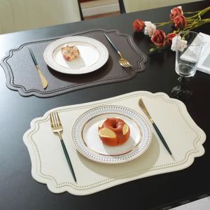 1/4/6pcs Irregular Tableware Pad Placemats Table Mat for Kitchen Dining Nordic Imitation Leather Wedding Table Decor Placemats