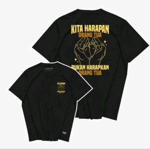 KAOS TSHIRT Kata Lucu KITA HARAPAN ORANG TUA BUKAN HARAPKAN ORANG TUA -DTF KUNING Tshirt Kaos Hitam Pria wanita lengan pensek Adem nyaman