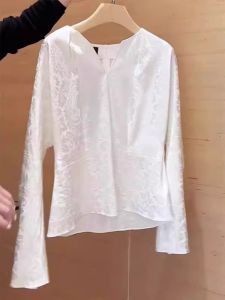 YUFUQING | French Vintage Satin Long Sleeve Shirt Womens Spring Autumn New Design Sensation Chinese Style Top National Trend 上衣