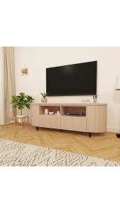 KIRANA Cardiff - Meja TV Kayu / Bufet TV / Rak TV / Lemari TV / Backdrop TV Oval Modern Minimalis