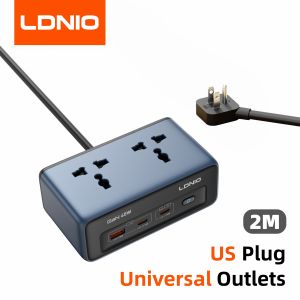 LDNIO Fast Charger Cube Power Strip 2M Electric Extension Power Cord 45W Type C Charging Station Us UK Eu Kr Usb Plug Adapter
