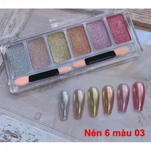 Set bột tráng gương dạng nén 6 màu trang trí nail