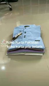 Baju lebaran 2025 Kemeja Koko Kurta Pakistan Pria Dewasa Atasan Muslim Pria terbaru Lengan Pendek