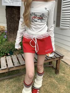 Quần Short Ren Thêu Cạp Thấp Gợi Cảm Thường Ngày Mùa Hè Cho Nữ Quần Thể Thao Ren Ghép Nối Đa Năng ZHL Studio