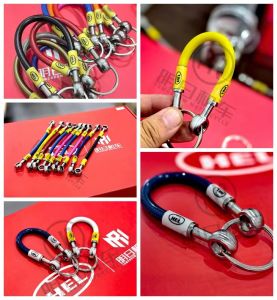 Double-Sided Logo HEL Brake Oil Tube Keychain Steel Throat Key Ring Creative Gift Festive Supplies Braided Material Keychains