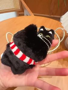 Móc Khóa Thú Bông Mèo Đen Dễ Thương Mặt Dây Chuyền Trang Trí Túi Xách Quà Tặng Kawaii Dành Cho Nữ Cặp Đôi Phụ Kiện Móc Khóa Xe Hơi Bằng Thép Không Gỉ