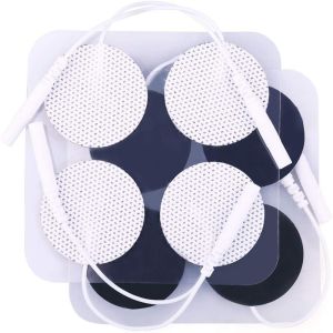 TENS Unit Electrode Pads 40PCS Round Electrodes Pads 2" Reusable TENS Pads for EMS Muscle Stimulator with 2.0 mm Pigtail Conn