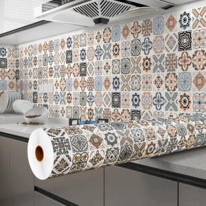 40cm European self-adhesive wallpaper waterproof and oil resistant kitchen wall stickers bathroom wallpaper cabinet wallpaper