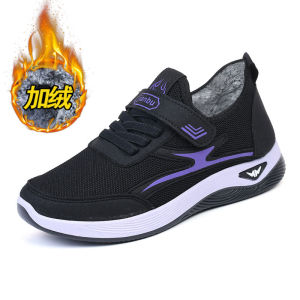 รองเท้าผ้าสวมใส่สบายสําหรับสุภาพสตรีปักกิ่ง กันลื่น นุ่ม กีฬาด้านล่าง ลำลอง รองเท้ารองเท้าเดินสําหรับผู้สูงอายุ ทันสมัย หัวมน