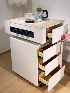 LXE [Pre order] Slim Mobile Kitchen Island Cabinet with Detachable Dining Table - Multifunctional Modular Space-Saving Design for Compact Homes