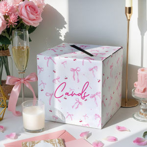 Pink Bow Wedding Card Box Wedding Banquet Cardboard Gift Card Box Themed DIY Wedding Envelope/Red Packet/Gift Box