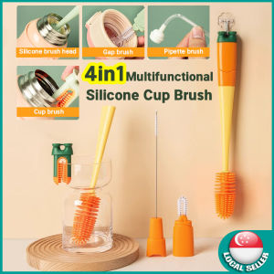 🇸🇬【SG stock】Bottle brush cleaner Cup brush 4/3 in 1 Multifunctional Bottle brush cleaner Bottle cleaning brush Cup brush Water bottle brush cleaner 【Straw brush+gap brush+cup mouth brush+sponge head】