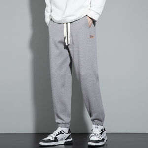 กางเกงกีฬาลำลองชาย ทรงหลวม ฤดูใบไม้ผลิและฤดูใบไม้ร่วง สีดำ กางเกงขายาวทรงหลวม กางเกงขายาวลำลองสำหรับเด็กชาย