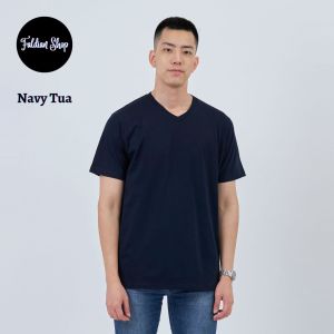 Kaos Polos Pria Vneck Lengan Pendek Bahan Katun Combed 30s Warna Navy Tua