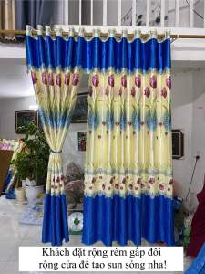 Rèm liền yếm rèm cửa buồng vải phi bóng 2 mặt thích hợp rèm cửa sổ cửa chính nhỏ