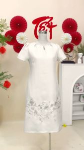 Đầm thiết kế thanh lịch chất liệu vải dệt gân trúc cao cấp DD4L0946 Thời trang Thiều Hoa