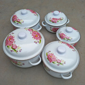 Thickened Old Style Enamel Soup Pot Gas Stove Enamel Bowl Double Ear Medicine Soup Pot Stew Pot Stainless Steel Bottom