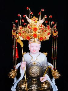 Chinese Style Black Mother Goddess Crown with Nine-Tailed Fox and Phoenix Motifs Artificial Crystal Electroplated Decorative Ornament