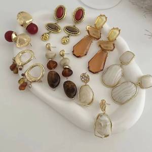 Ingemark 7 Pcs/Set Vintage Boho Resin Acrylic Drop Earrings Women Trendy Geometric Wedding Banquet Charm 2026 New Jewelry Gifts