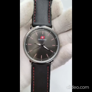 Swiss Army Jam Tangan Pria Strap Kulit Hitam 1271 Silver black