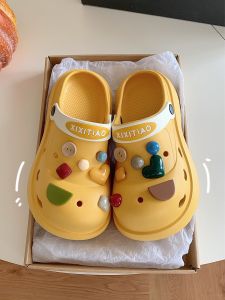 Thoải Mái Nữ Thông Dép Xăng Đan Đáy Dày Ngoài Trời Mặc Mùa Hè Khoét Hở Nút Trái Tim Trơn Gót Phẳng Eva Thông Giày