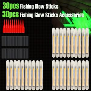 TAKBAS 30/50/100 Fishing Glow Sticks Rod Tip Lights for Night Fishing Green Glow Sticks Accessories for Fishing Glow Float