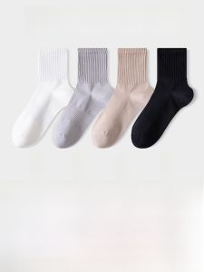 JINGCHI | Tất thể thao nam dài đến bắp chân thấm hút mồ hôi thoáng khí chống mùi cotton polyester lót lụa mùa xuân thu đông