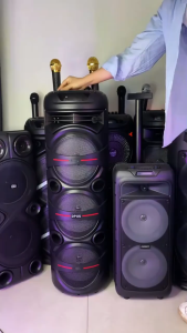 Bluetooth Speaker With Mic Big Size Portable Karaoke Set Wireless Microphone party box Speaker Audio