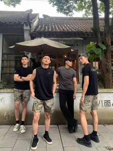 Quần Short Nam Mùa Hè Nhẹ Nhanh Khô Camouflage Quần Thể Thao Thoáng Khí Ngoài Trời Quần Dài Đến Giữa Bắp Chân Ống Thẳng