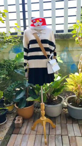 Zenmoya(แขนยาว5023)เสื้อกันหนาวแขนยาว ลายทาง ผ้าถัก ทรงหลวม เสื้อแขนยาว สเวตเตอร์ แฟชั่น Y2K ผู้หญิง