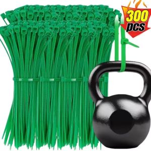 300PCS Self-locking Plastic Nylon Tie Green Cable Tie Fastening Ring Sealing Wraps Strap for Home Garden Plant Fasten Tools