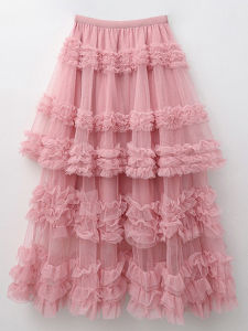 Layered High Waist A-Line Slimming Tulle Skirt