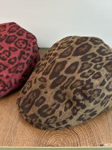Sweet Cool Retro Y2K Leopard Print Suede Forward Cap Womens Autumn Hip Hop Street Artist Cap Versatile round Top Short Brim