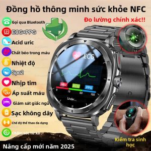 Đồng Hồ Thông Minh DT Watch 7 Dành Cho Nam Giới Phân Tích Lipid Máu Axit Uric Điện Tâm Đồ ECG+PPG Gọi Bluetooth NFC Tương Thích Với Android Và iOS
