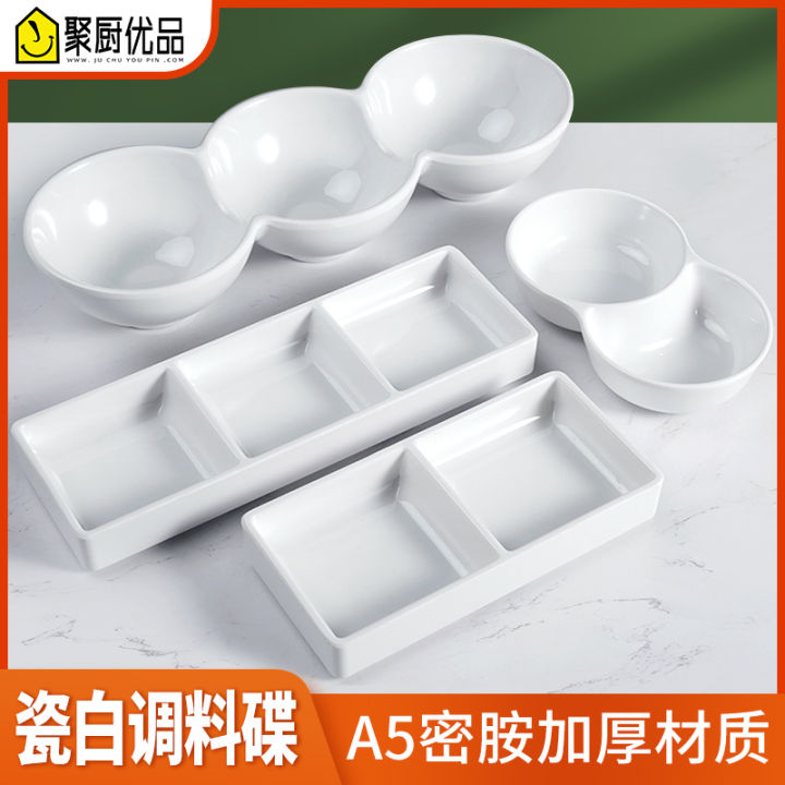 Melamine White Small Condiment Dish Sauce Dipping Plate Barbecue