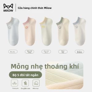 Tất nữ MiiOW bằng cotton chống trượt thấm mồ hôi kháng khuẩn