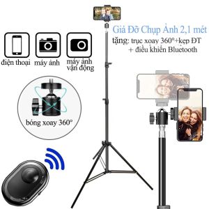 Tripod điện thoại chân quay máy ảnh cao 2m kim loại xoay 360 độ đa năng - Gậy chụp ảnh livestream bán hàng quay video sản phẩm xếp gọn
