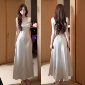 CHANGTONG | Đầm Dài Satin Thanh Lịch Độc Đáo 26 Mùa Hè
