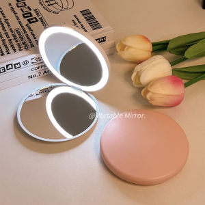 Portable Mini LED Makeup Mirror Handheld Folding Light up Compact Mirror for Beauty Touch-ups Student Dormitory Essential