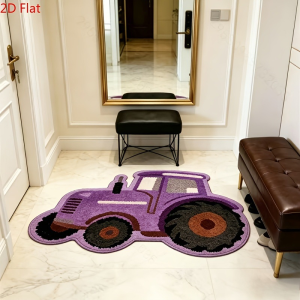 VIKAMA Cartoon Tractor Shaped Doormat Cute Farm Vehicle Irregular Non‑Slip Floor Mat Kids Room Entryway Home Decor