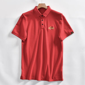 เสื้อโปโลผู้ชายแขนสั้นลายปักคอตตอนสไตล์ลำลองสำหรับฤดูร้อน เสื้อผ้าทำงานแบบลำลองสำหรับเยาวชน ผ้าฝ้ายผสมโพลีเอสเตอร์