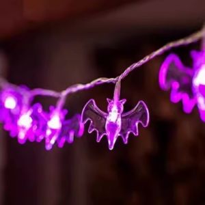 1.5M10LED/3M20LED Halloween Purple Bat Light String Battery Powered Suitable for Indoor Halloween Festival Party Decoration