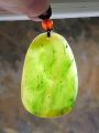 Premium Nephrite greenish Guan Yin (Goddess of Mercy) Jade pendant (with certificate) [Natural Crystal] 和田玉俄碧绿观音吊坠(带证书). 