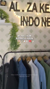 kemeja anak laki laki lengan panjang warna Denim umur 1-14 tahun Hitam