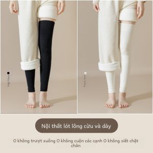 Dày Ben Gỗ Len Đầu Gối Cao Tất Cho Nữ Dày Sợi Acrylic Với Terry Vòng Mùa Đông Ấm Áp Bảo Vệ Chân