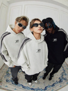A chock | American Spliced Small Logo Printed Raglan Sleeve Padded Hooded Sweatshirt