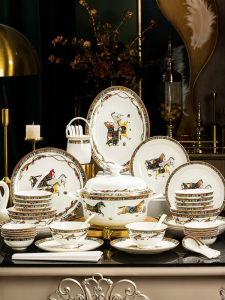 JINGDITAOCI | Bộ Đồ Ăn Sứ Cao Cấp Bone China