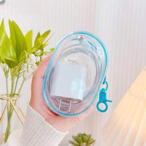 Kotak Penyimpanan Kabel Data Charger Pouch Keychain Mini Bag Untuk Simpan Headset Charger Kosmetik Boneka Mini Dan Lain-Lain