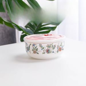 Microwave Safe Ceramic Bowl Set Large Bone China Preservation Bowl with Lid for Home Heating Sealed Bowl Four Piece Set