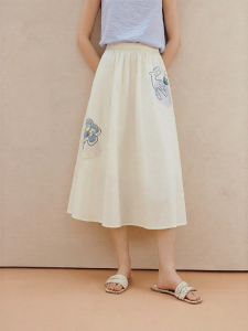INMAN | Embroidered French Style Midi Skirt